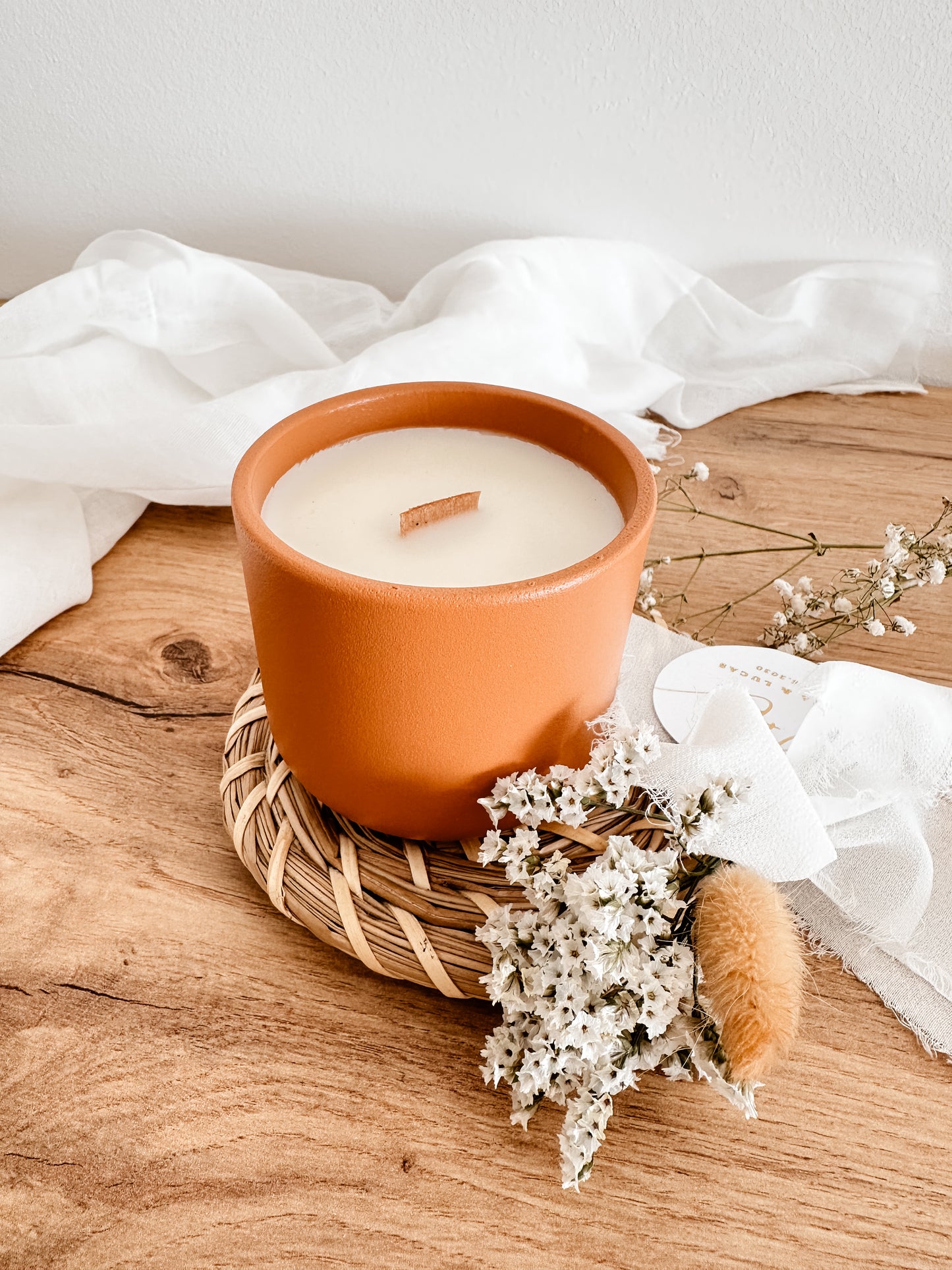Vela Personalizada para Lembrança de Casamento, Batizado e Eventos | Copo de Cerâmica Terracota | A partir de 7,43€
