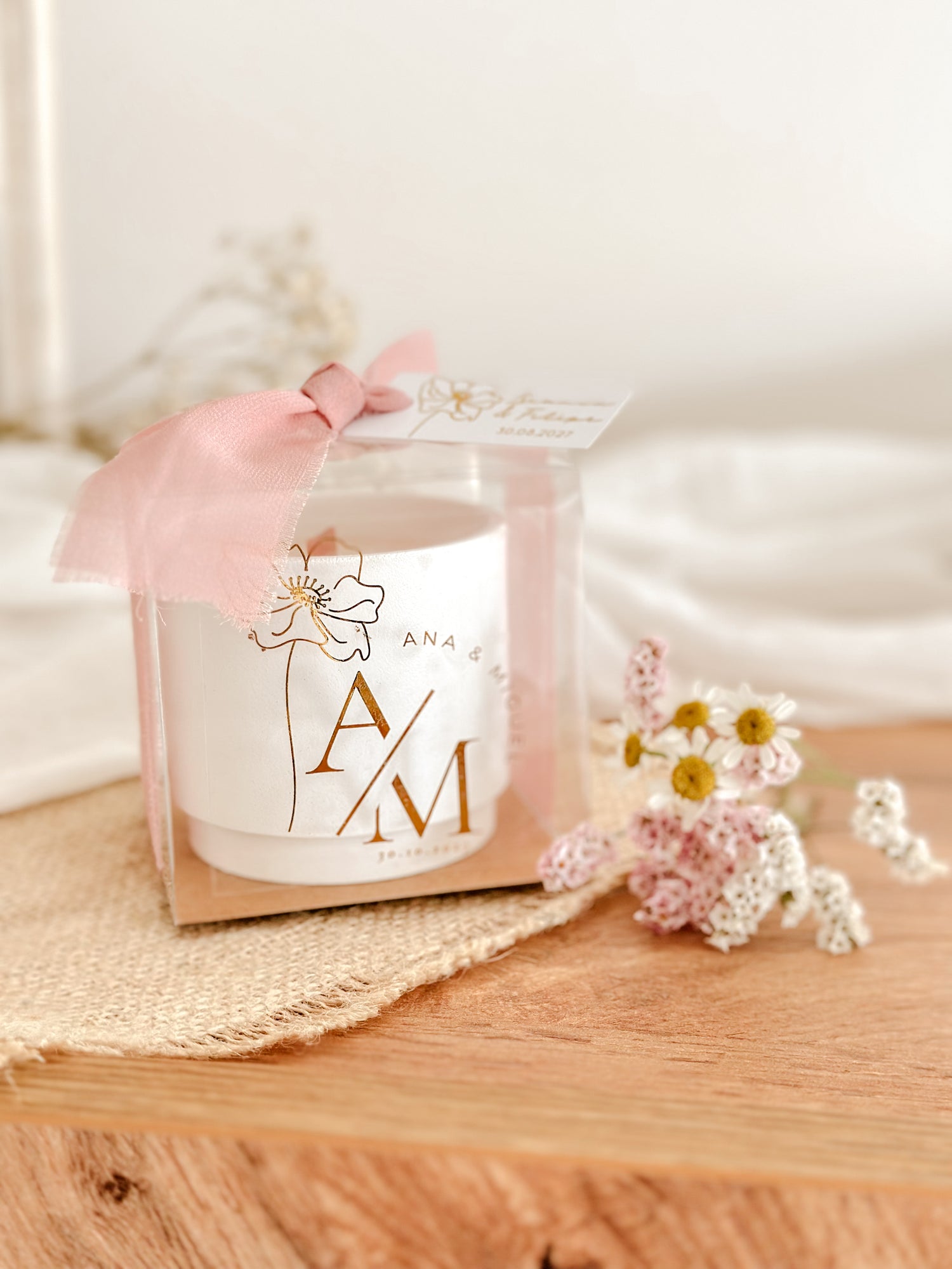 Vela Personalizada para Lembrança de Casamento, Batizado e Eventos | Copo de Cerâmica Branco