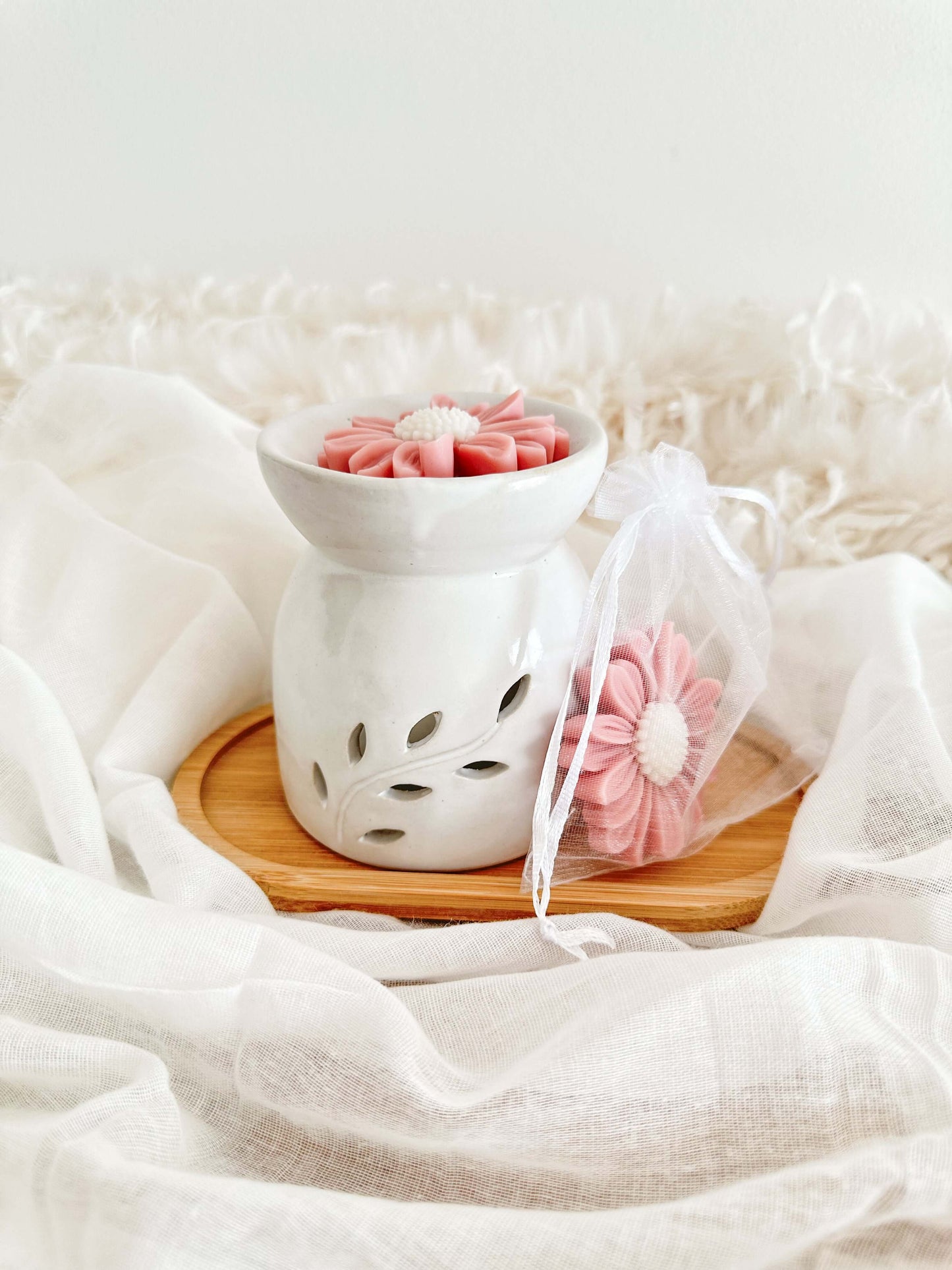 Queimador Branco com Cera Perfumada | Lembrança de Casamento, Batizado e Eventos | A partir de 6,38€