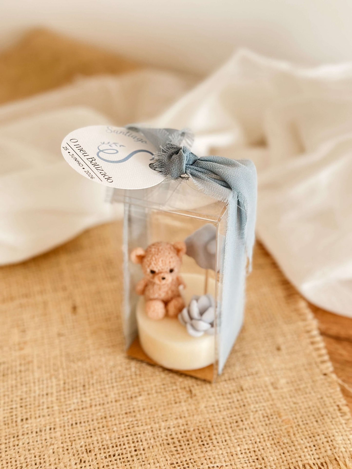 Mini Vela Ursinho e Nuvem Azul | Lembrança de Batizado ou Baby Shower | A partir de 3,38€