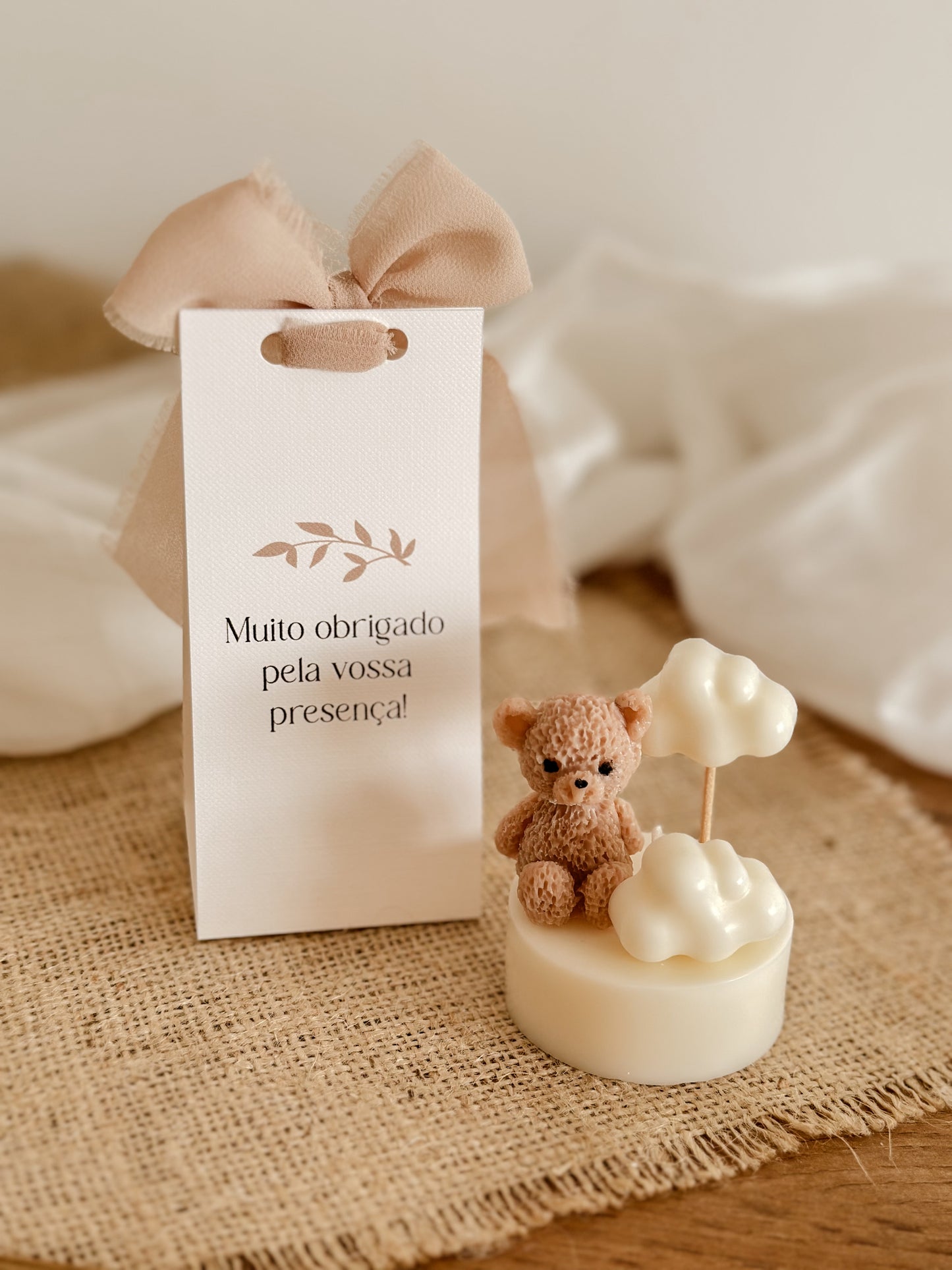 Mini Vela Ursinho e Nuvens | Lembrança de Batizado ou Baby Shower | A partir de 3,38€