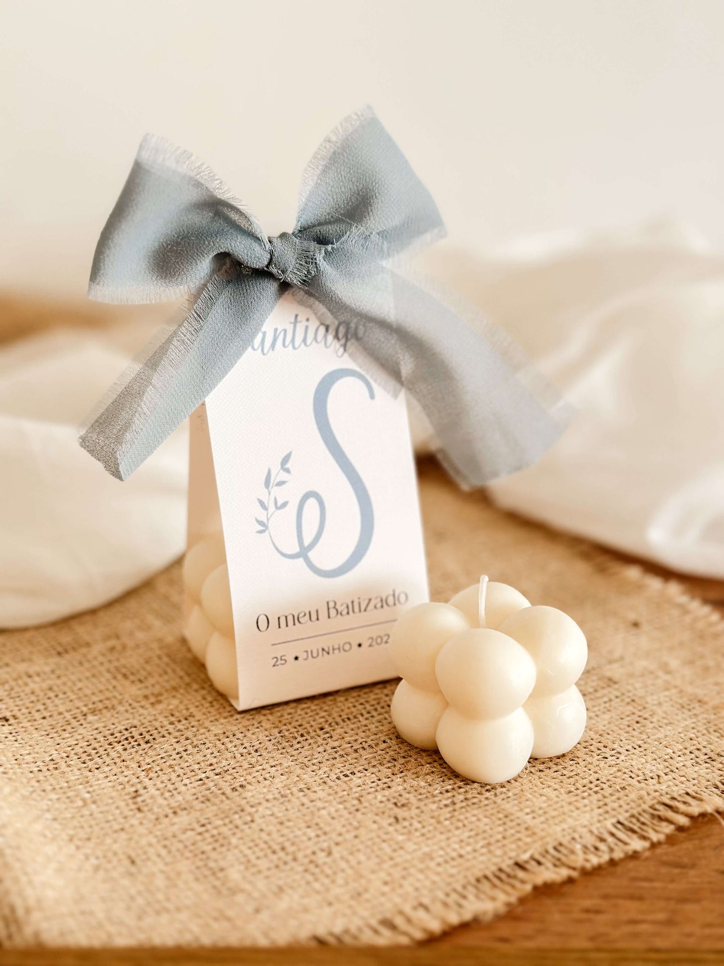 Vela Mini Bubble | Embalagem Cartolina | Lembrança de Batizado ou Baby Shower | A partir de 3,38€
