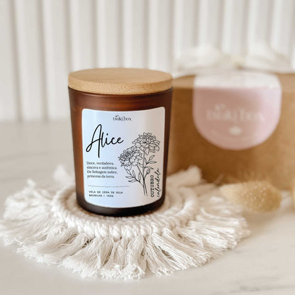 Vela De Soja Personalizada - A Flor de Cada Mês