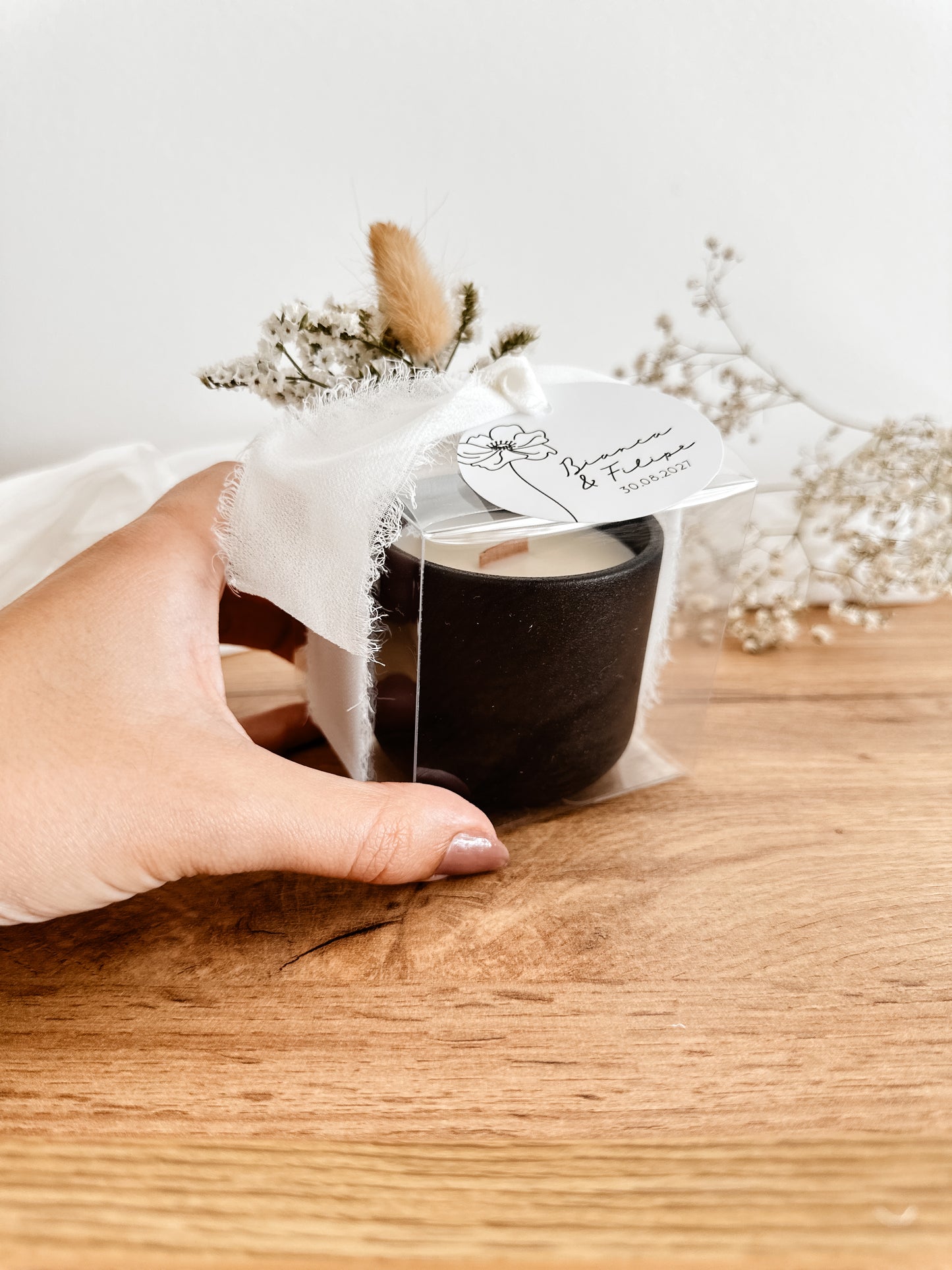 Customized Candle for Wedding, Baptism, and Events | Black Ceramic Cup | Starting from 7.43€