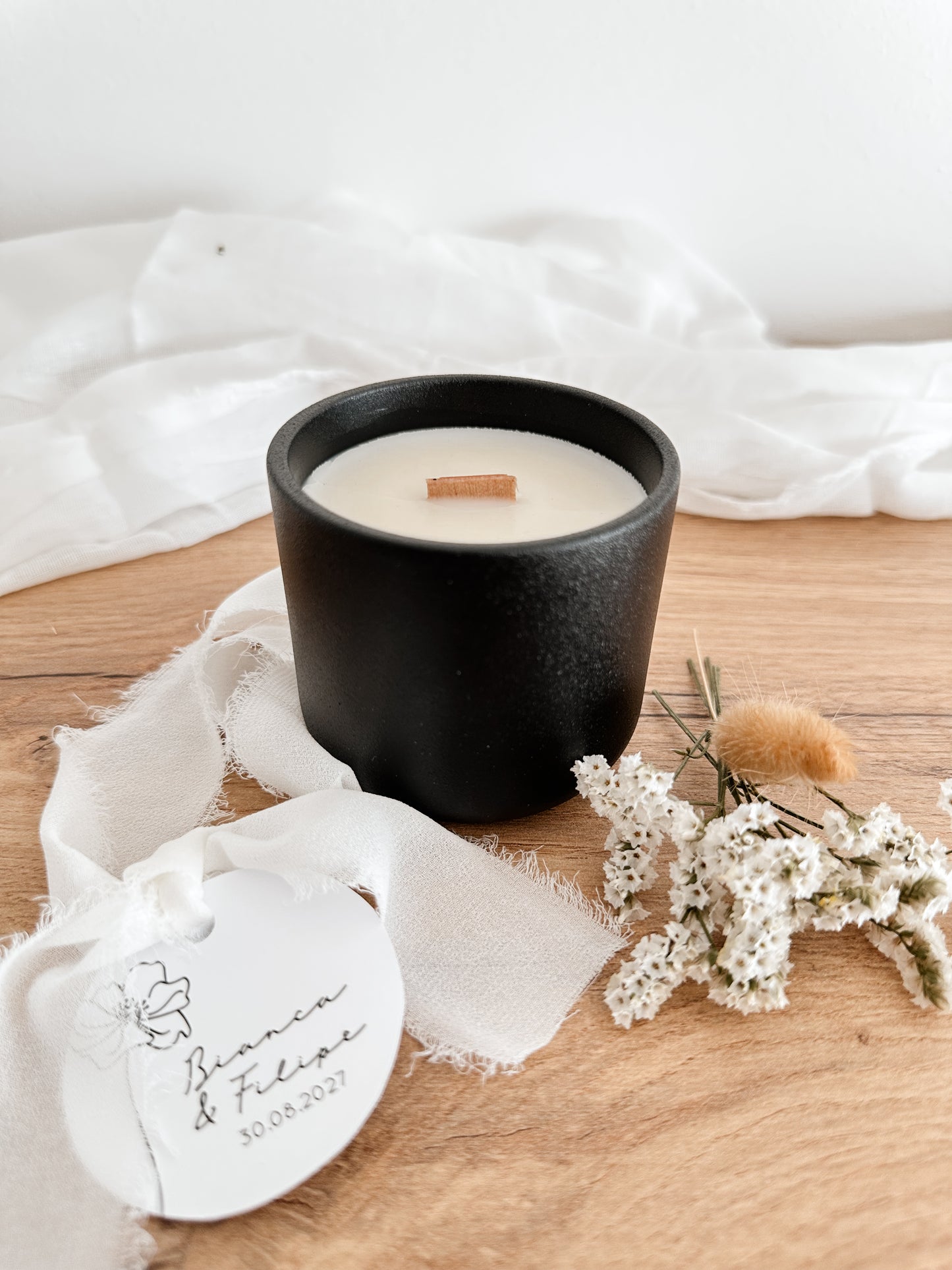 Customized Candle for Wedding, Baptism, and Events | Black Ceramic Cup | Starting from 7.43€