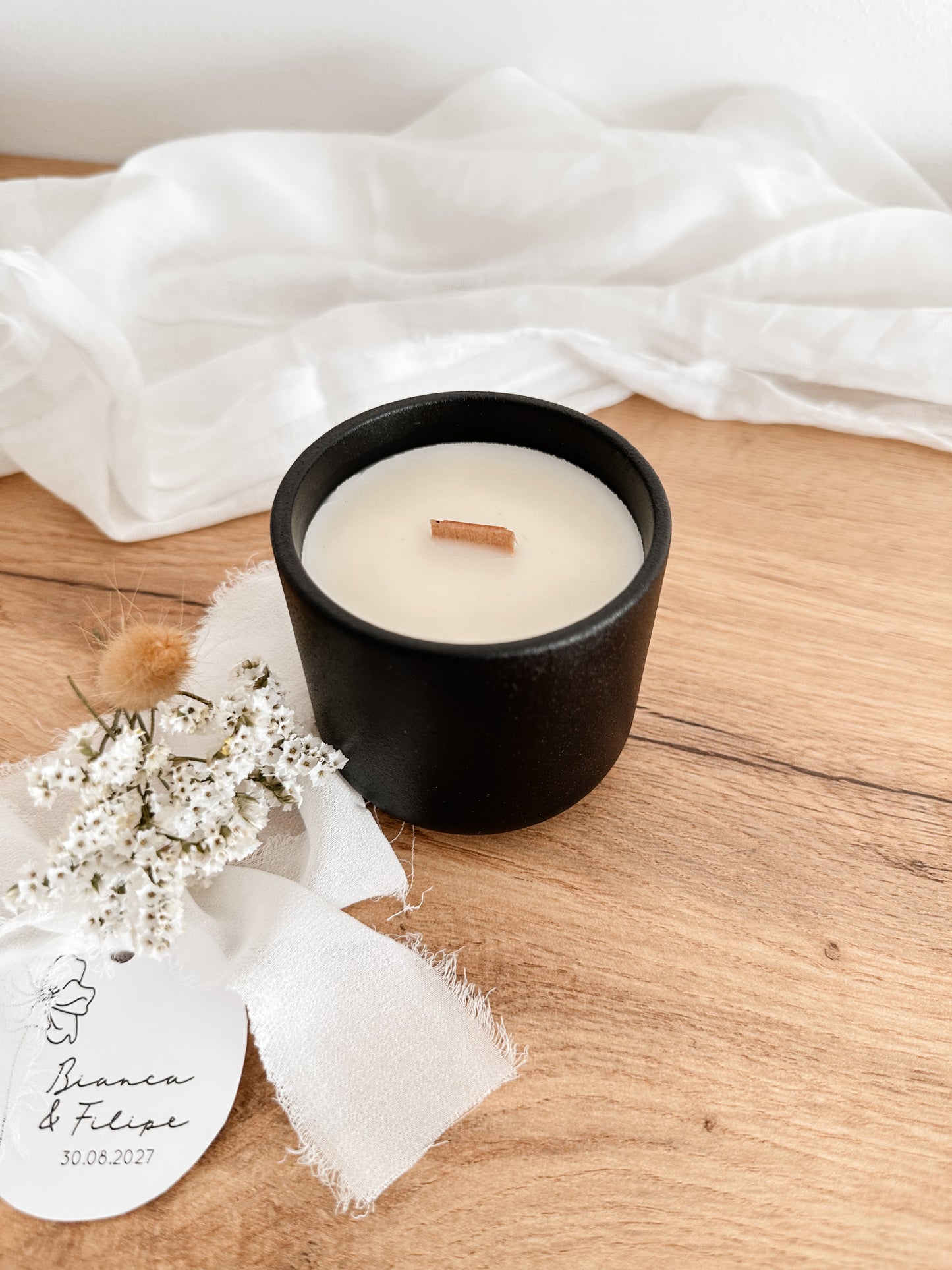 Customized Candle for Wedding, Baptism, and Events | Black Ceramic Cup | Starting from 7.43€