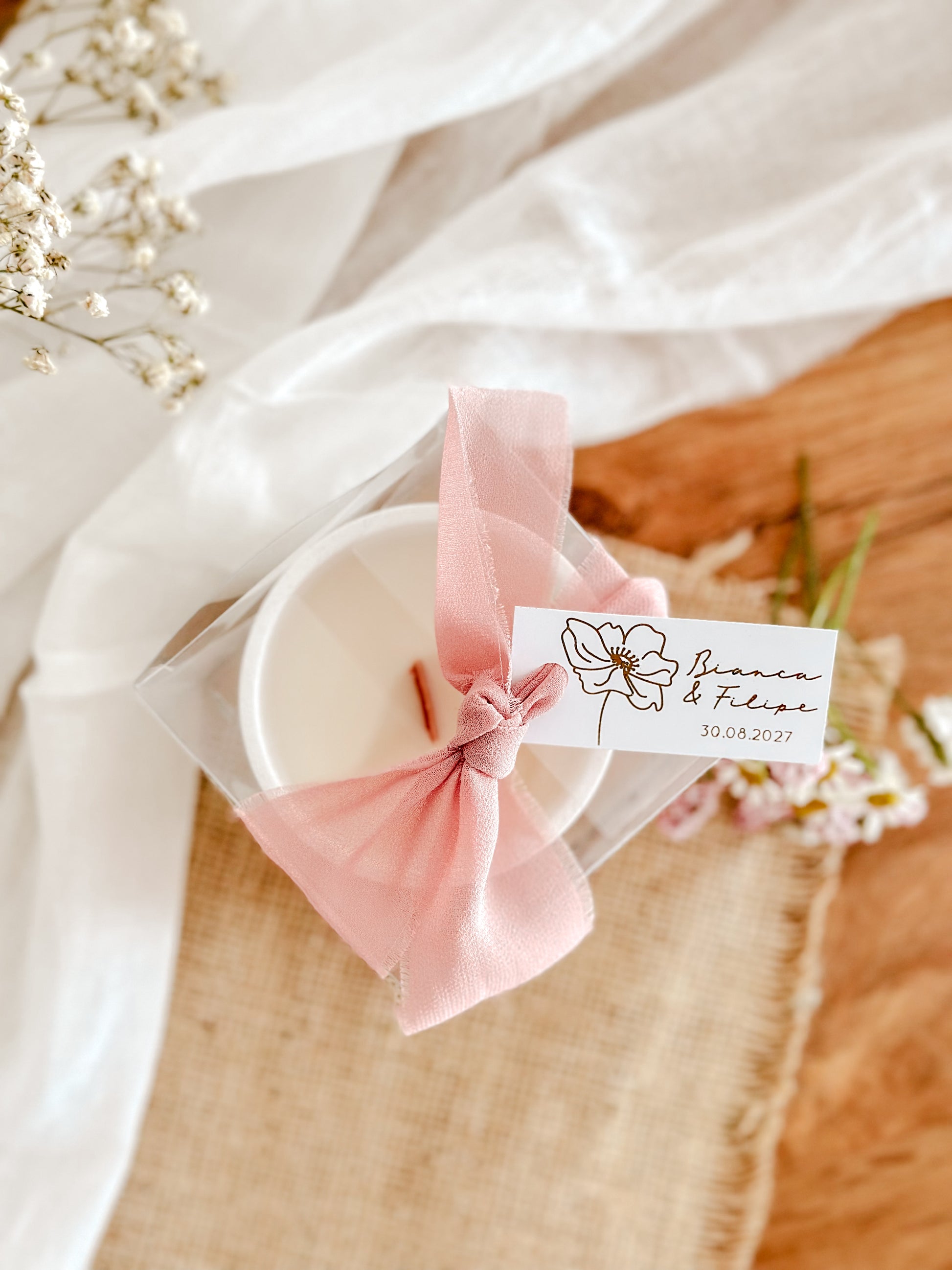 Vela Personalizada para Lembrança de Casamento, Batizado e Eventos | Copo de Cerâmica Branco