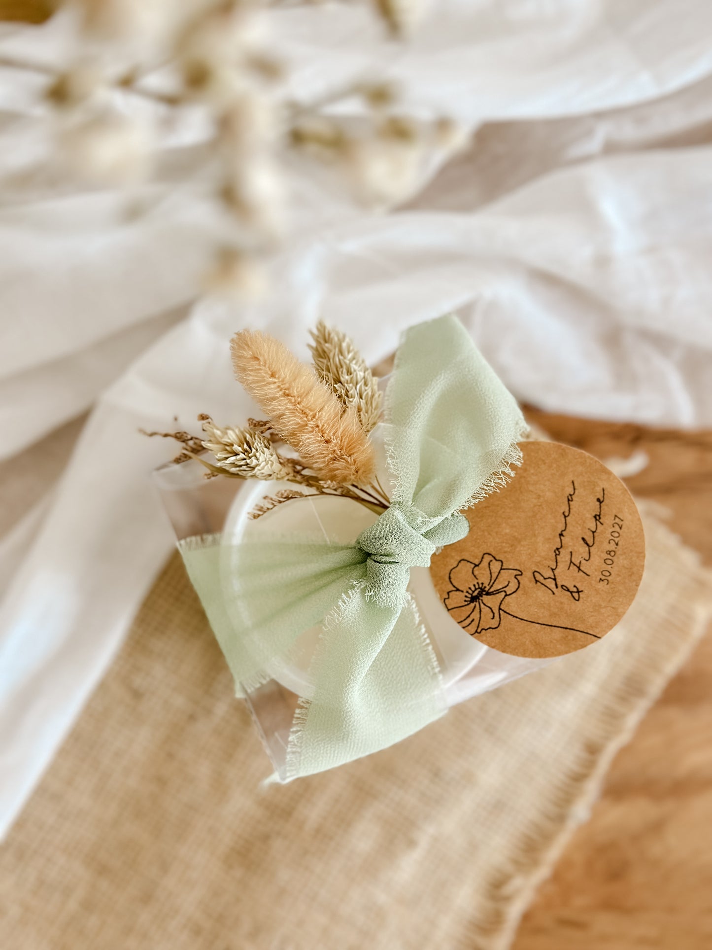 Customized Candle for Wedding, Baptism, and Events | Light Green Ceramic Cup | Starting from 7.43€