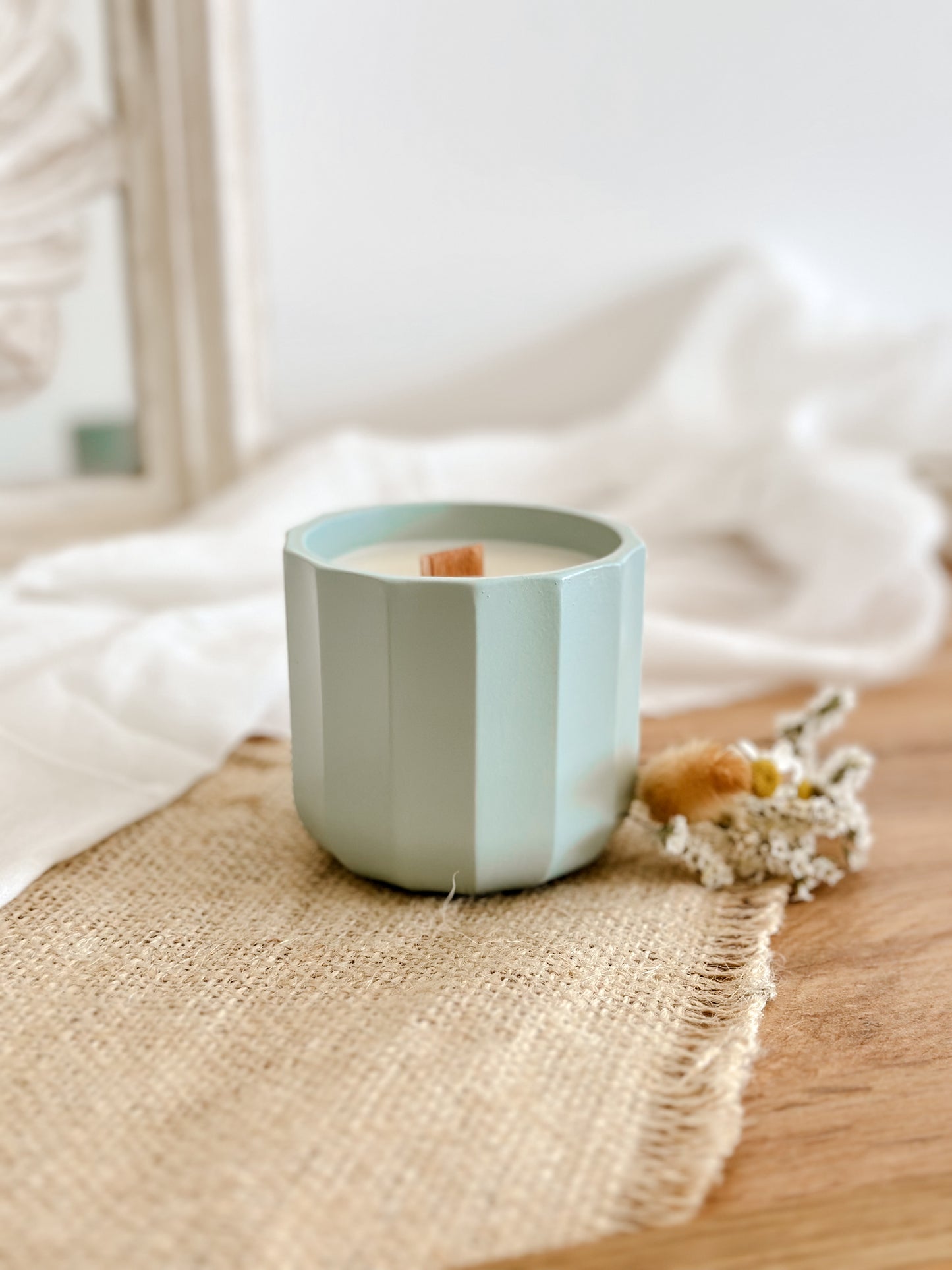 Customized Candle for Wedding, Baptism, and Events | Grayish Blue Ceramic Cup | Starting from 7.43€