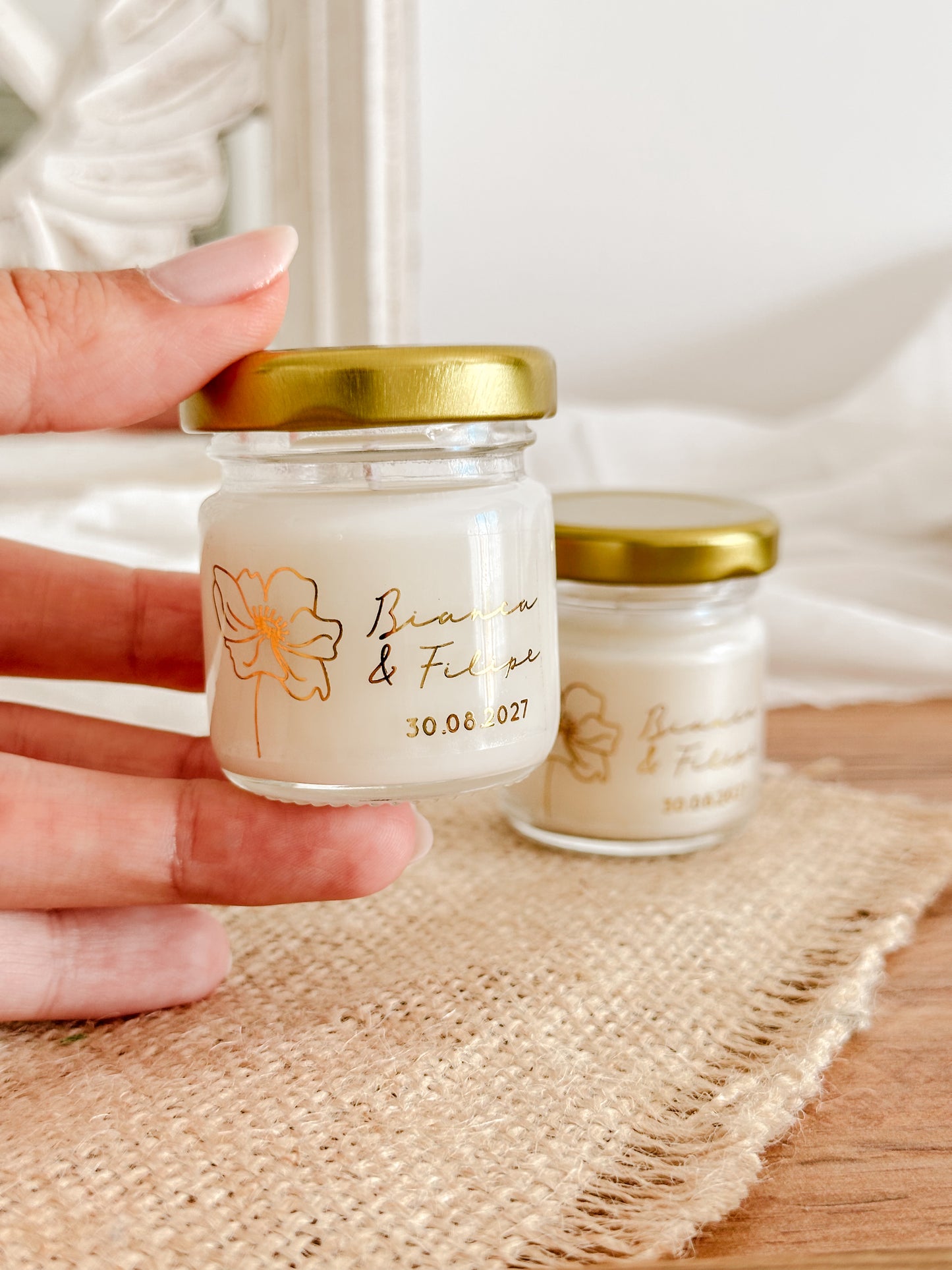 Mini Customized Candle for Wedding, Baptism, and Events | Mini Glass Jar 30g | Starting from 2.62€