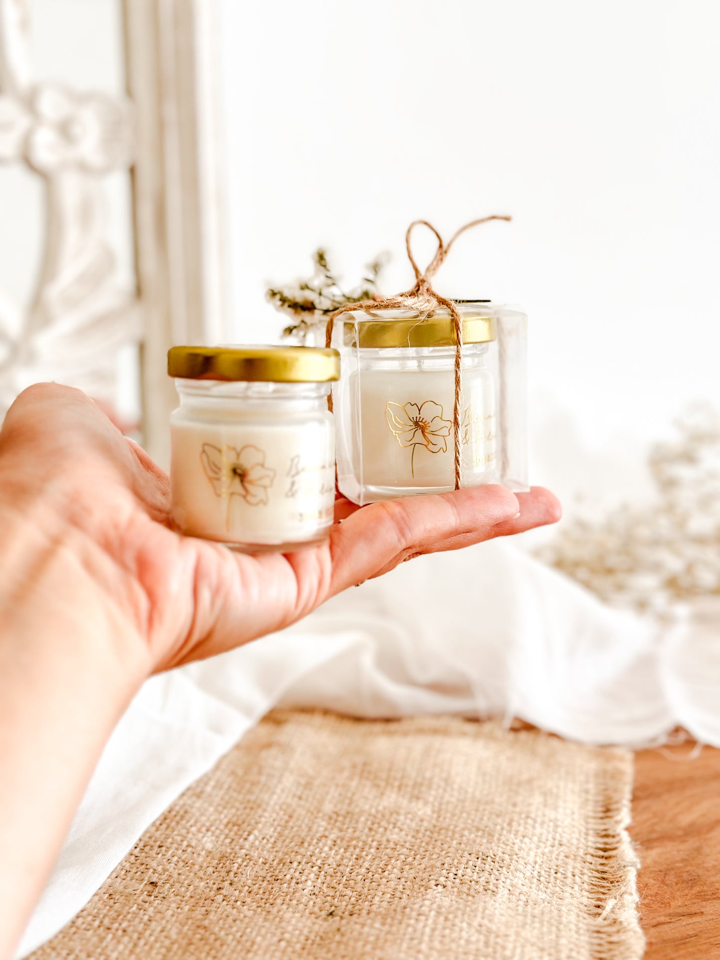 Mini Customized Candle for Wedding, Baptism, and Events | Mini Glass Jar 30g | Starting from 2.62€
