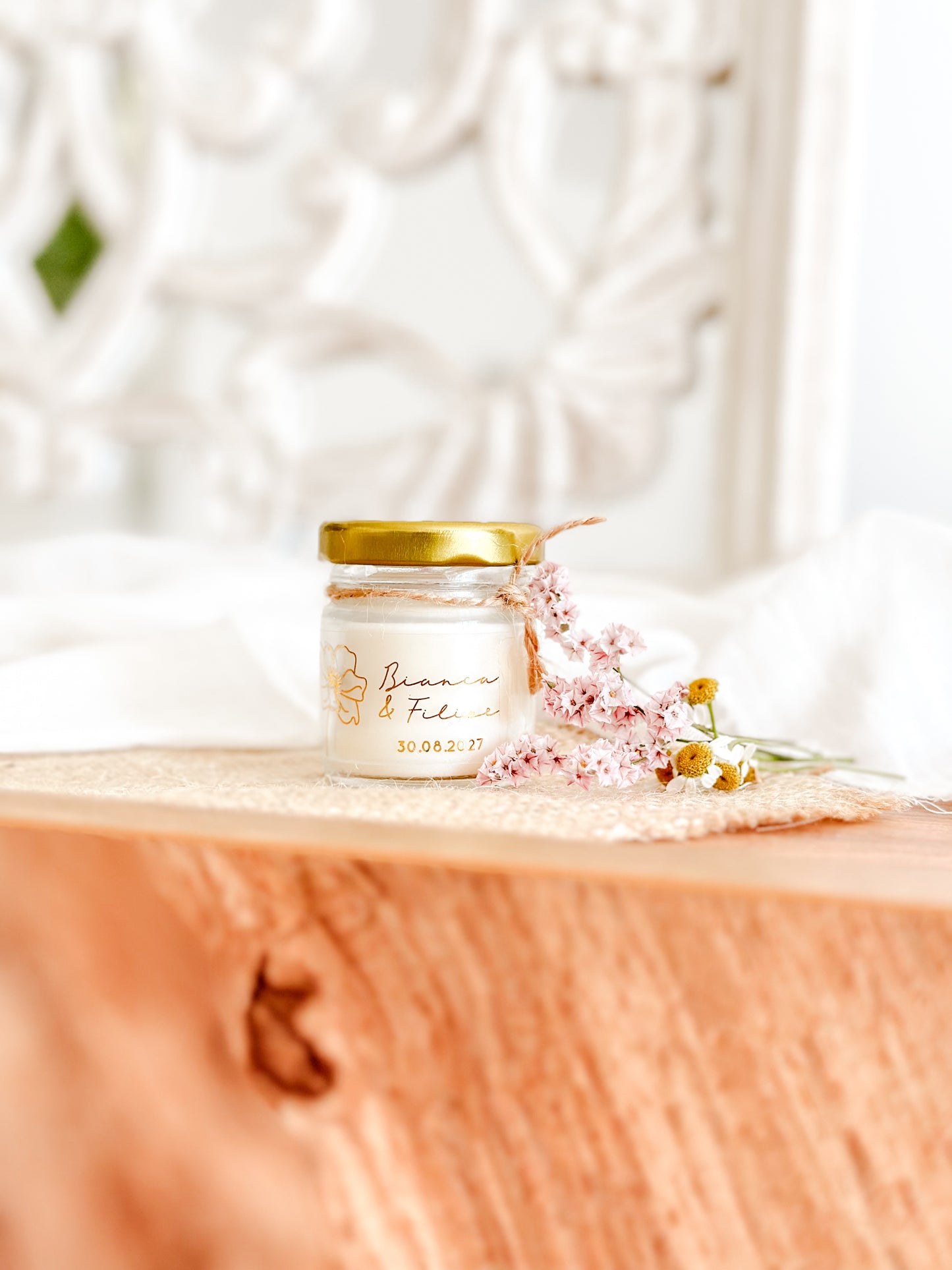 Mini Customized Candle for Wedding, Baptism, and Events | Mini Glass Jar 30g | Starting from 2.62€