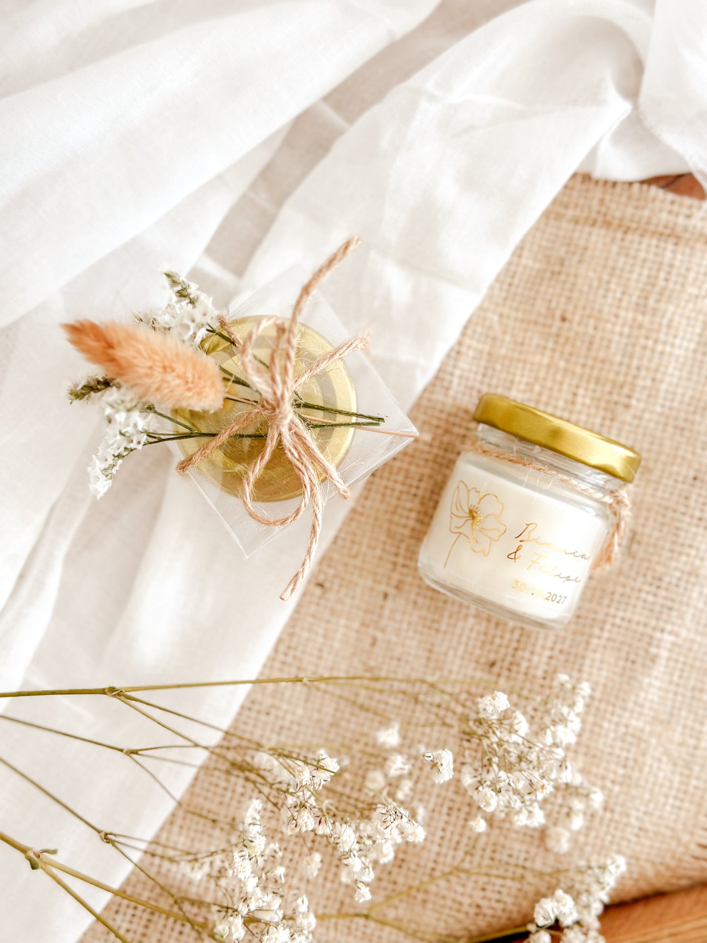 Mini Customized Candle for Wedding, Baptism, and Events | Mini Glass Jar 30g | Starting from 2.62€