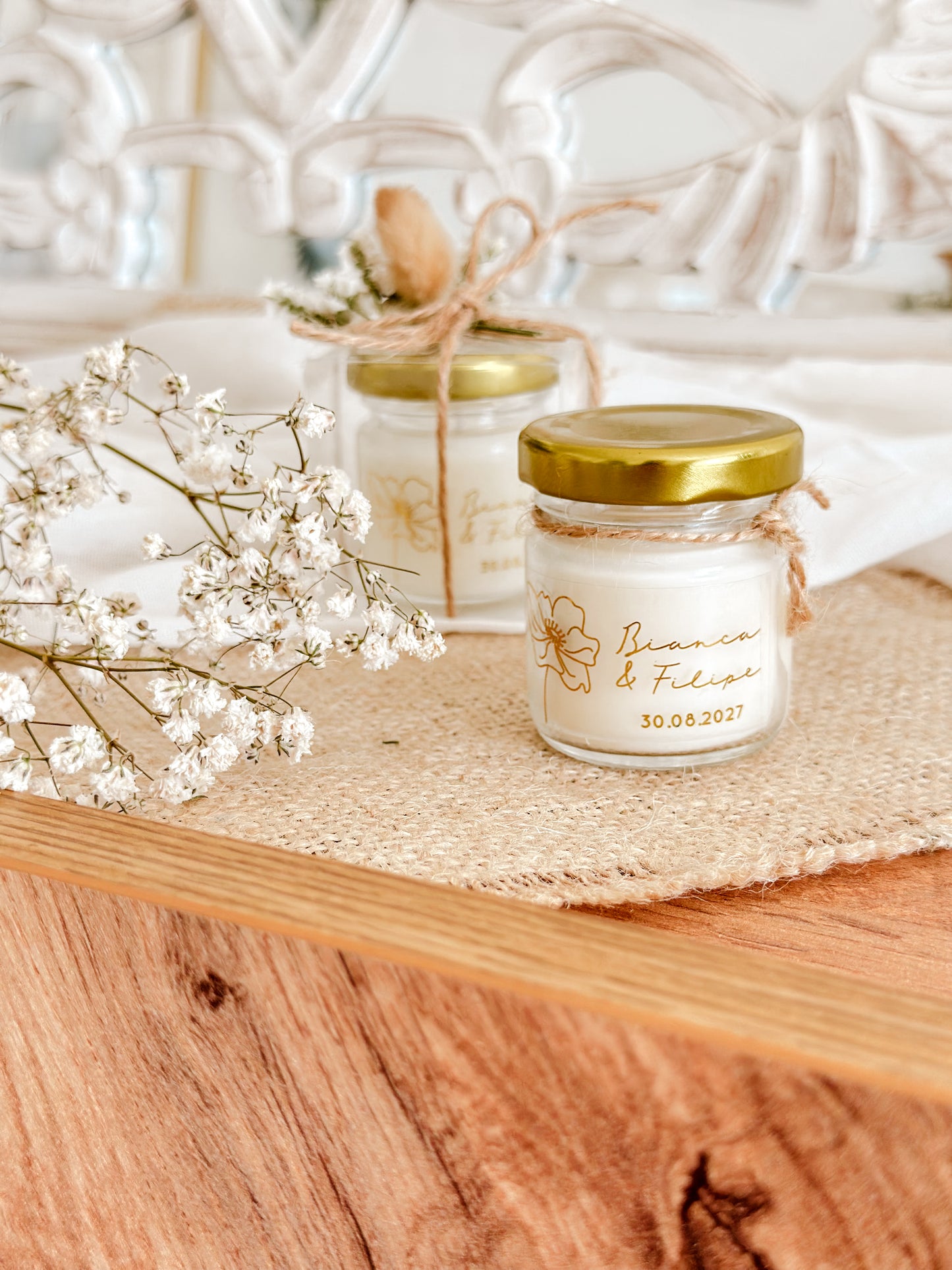Mini Customized Candle for Wedding, Baptism, and Events | Mini Glass Jar 30g | Starting from 2.62€
