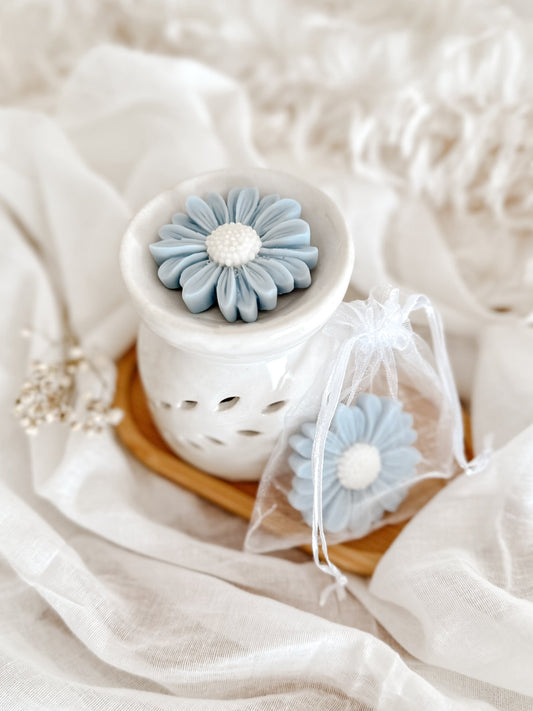 Queimador Branco com Margarida Perfumada | Azul | Lembrança de Casamento, Batizado e Eventos | A partir de 6,38€