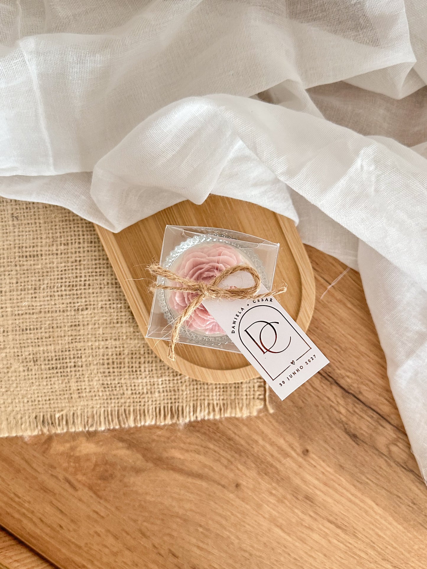Mini Vela Suporte de Vidro | Peónia | Lembrança de Casamento, Batizado e Eventos | A partir de 2,62€