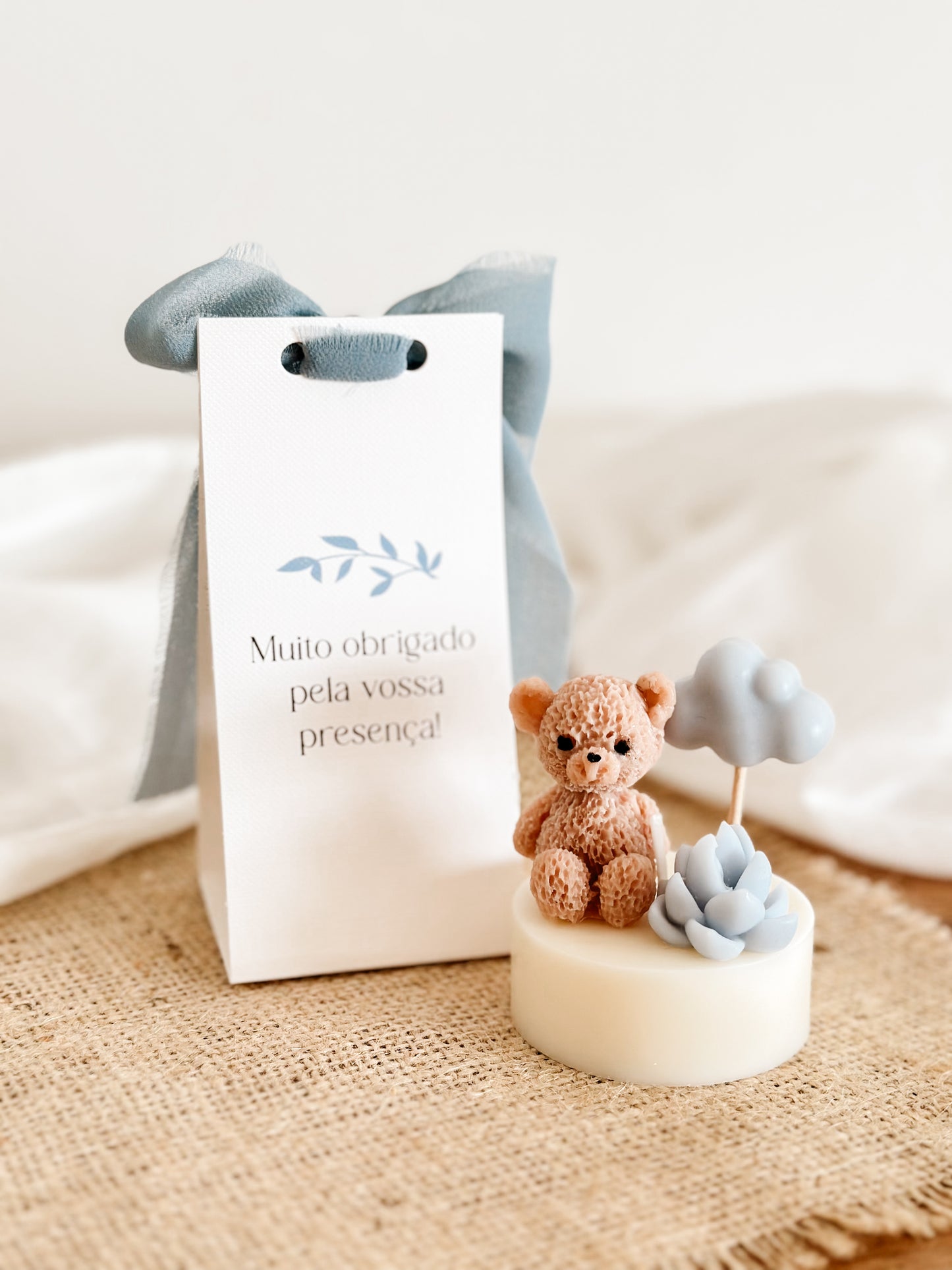 Mini Vela Ursinho e Nuvem Azul | Lembrança de Batizado ou Baby Shower | A partir de 3,38€