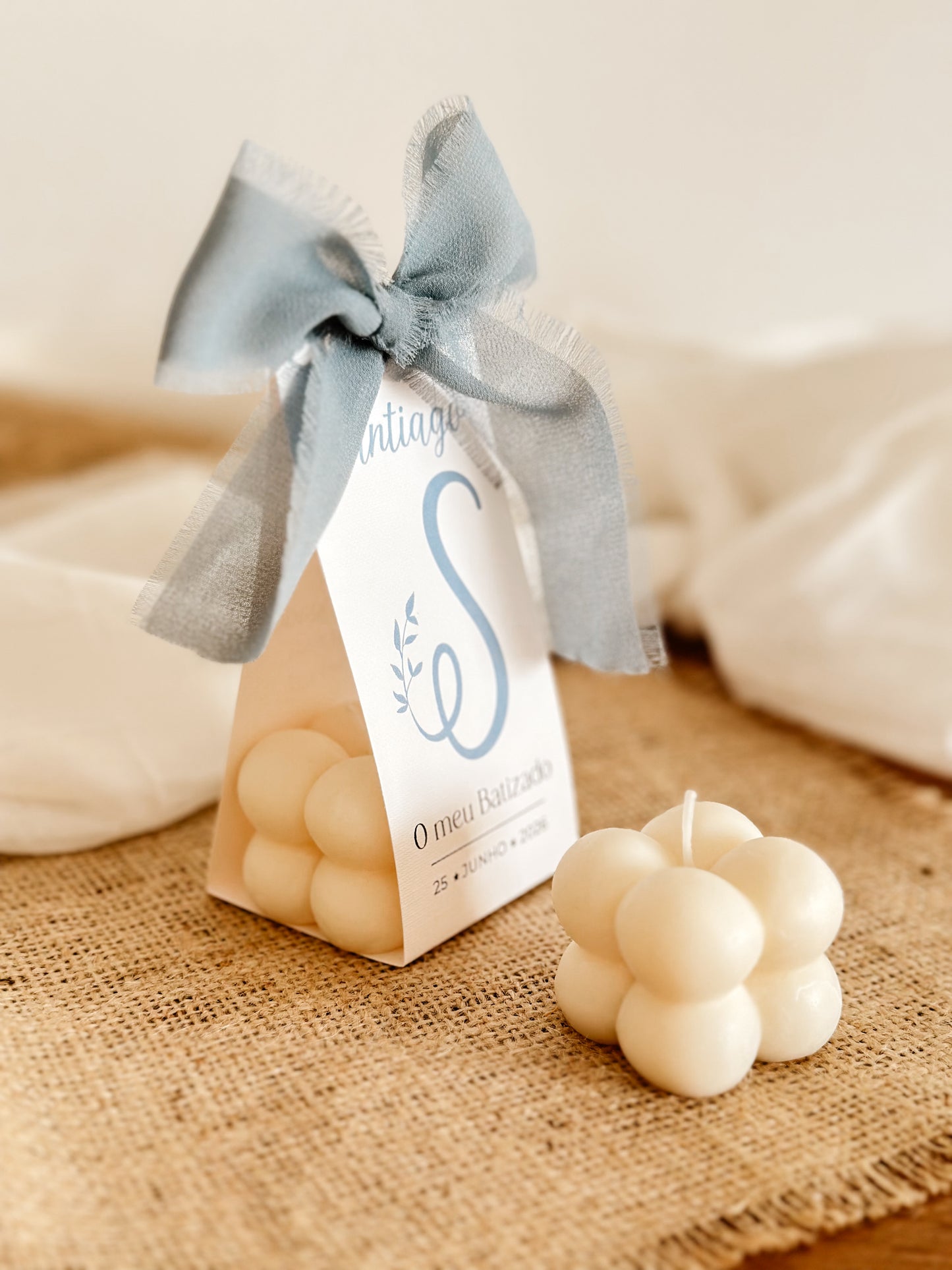 Vela Mini Bubble | Embalagem Cartolina | Lembrança de Batizado ou Baby Shower | A partir de 3,38€
