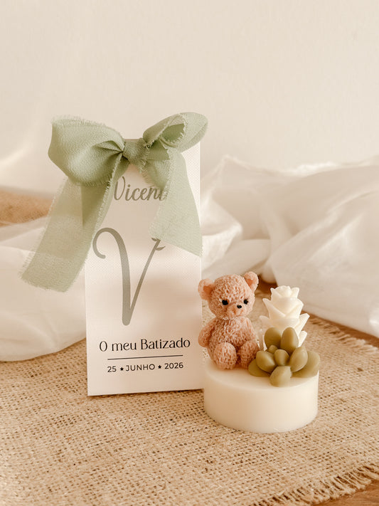 Mini Vela Ursinho e Cactos | Lembrança de Batizado ou Baby Shower | A partir de 3,38€
