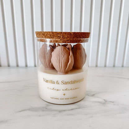 Vela Botânica | Tulipas Bege | Vanilla & Sandalwood 400g