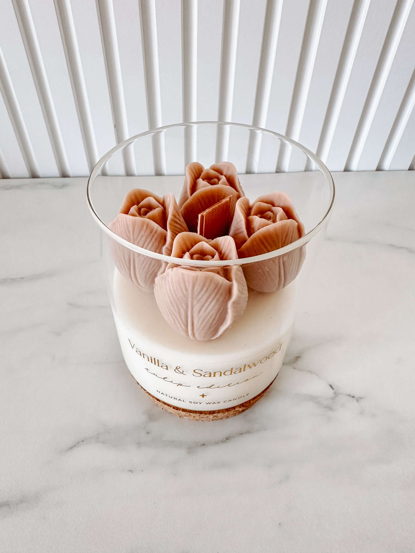 Vela Botânica | Tulipas Bege | Vanilla & Sandalwood 400g