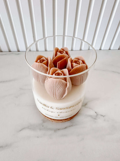 Vela Botânica | Tulipas Bege | Vanilla & Sandalwood 400g