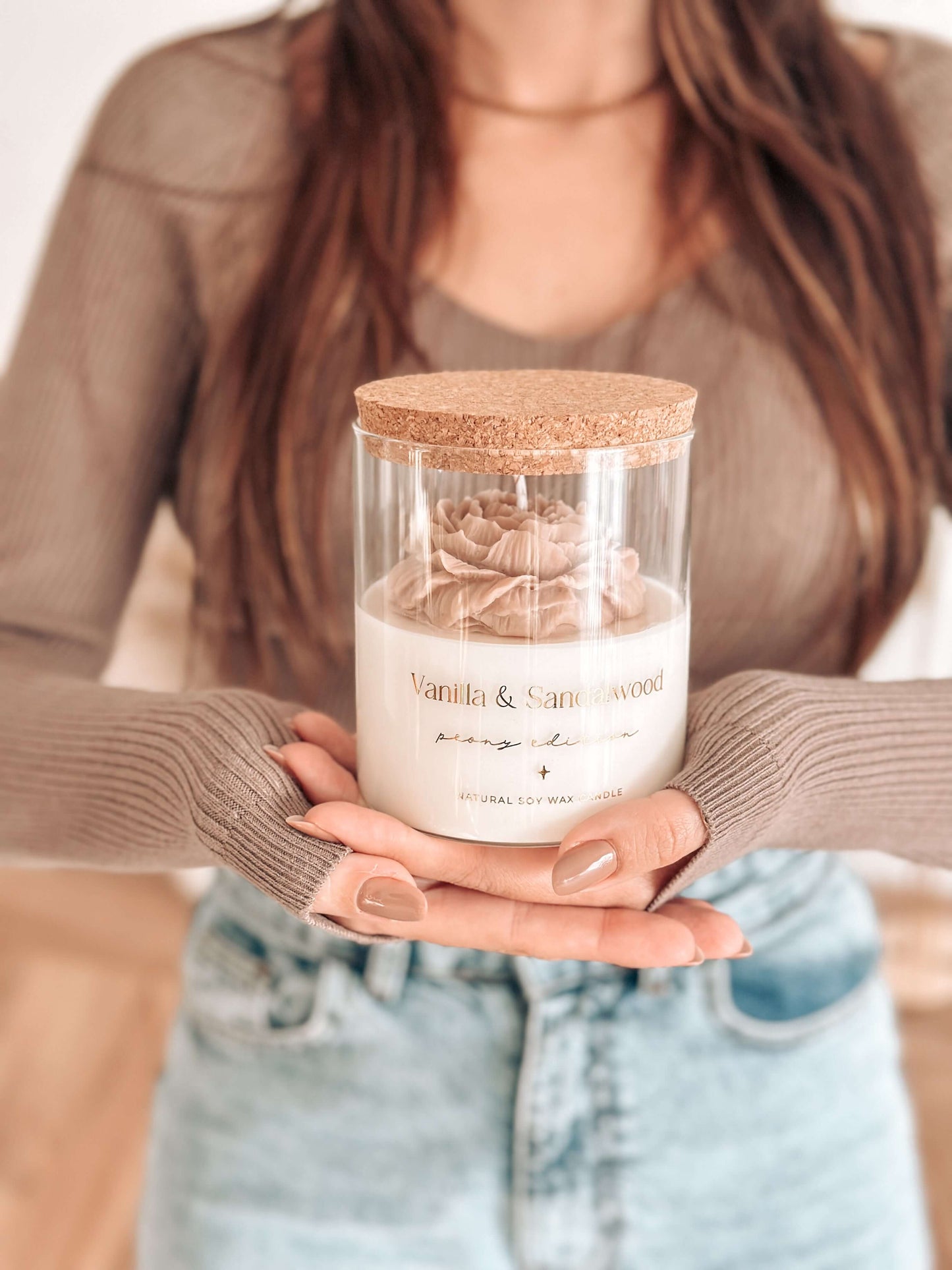 Vela Botânica | Peónia Bege | Vanilla & Sandalwood 400g