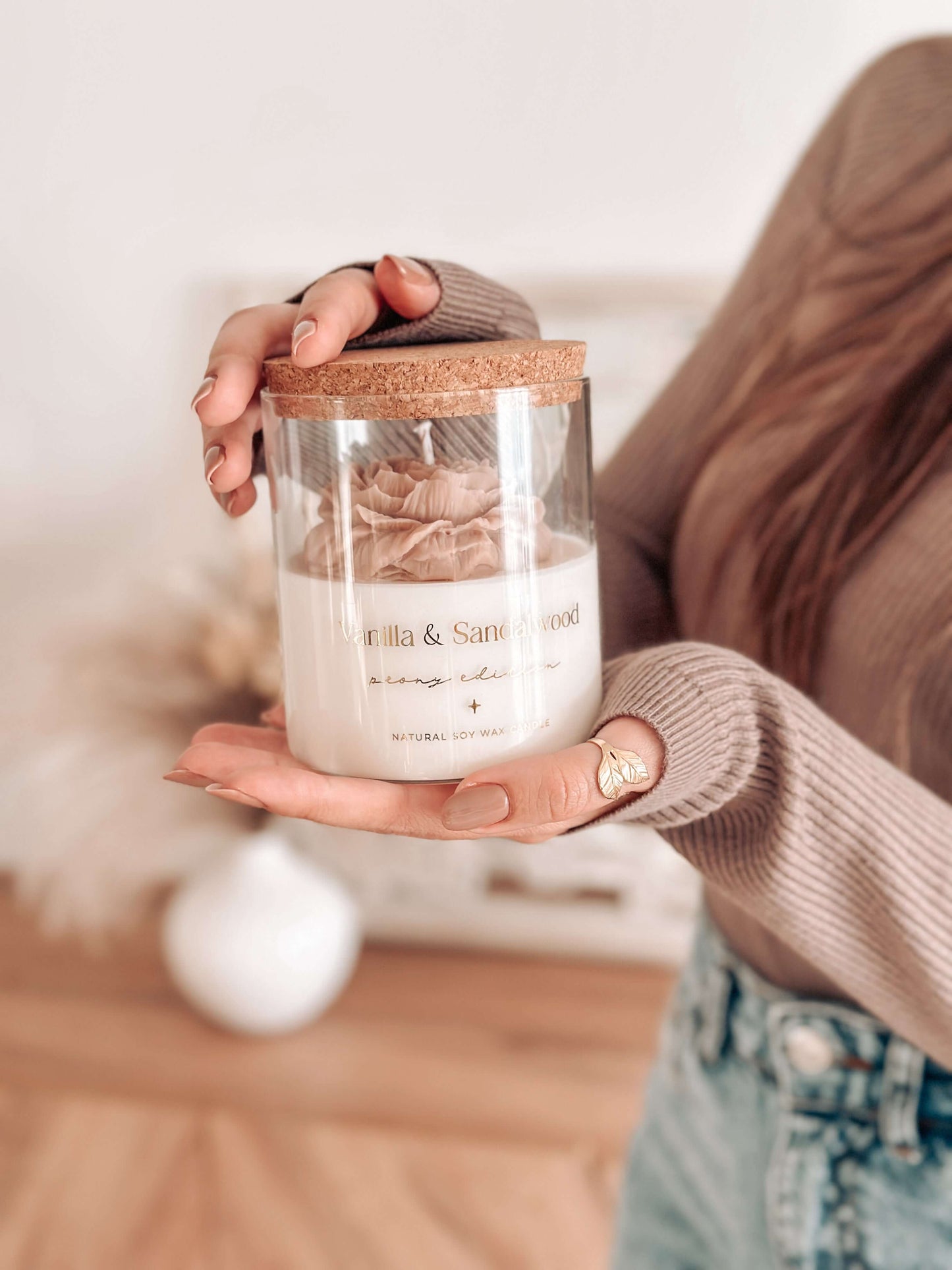 Vela Botânica | Peónia Bege | Vanilla & Sandalwood 400g