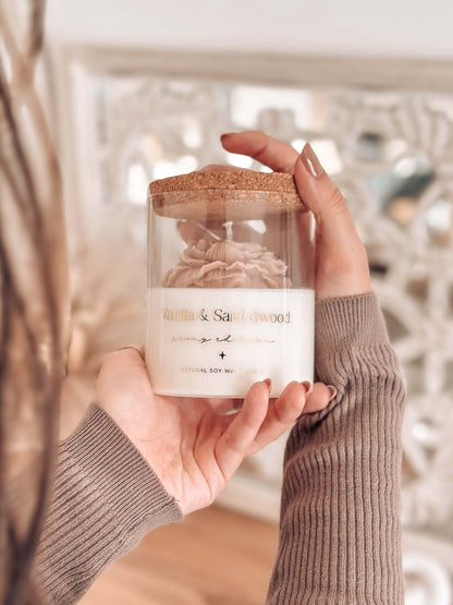 Vela Botânica | Peónia Bege | Vanilla & Sandalwood 400g