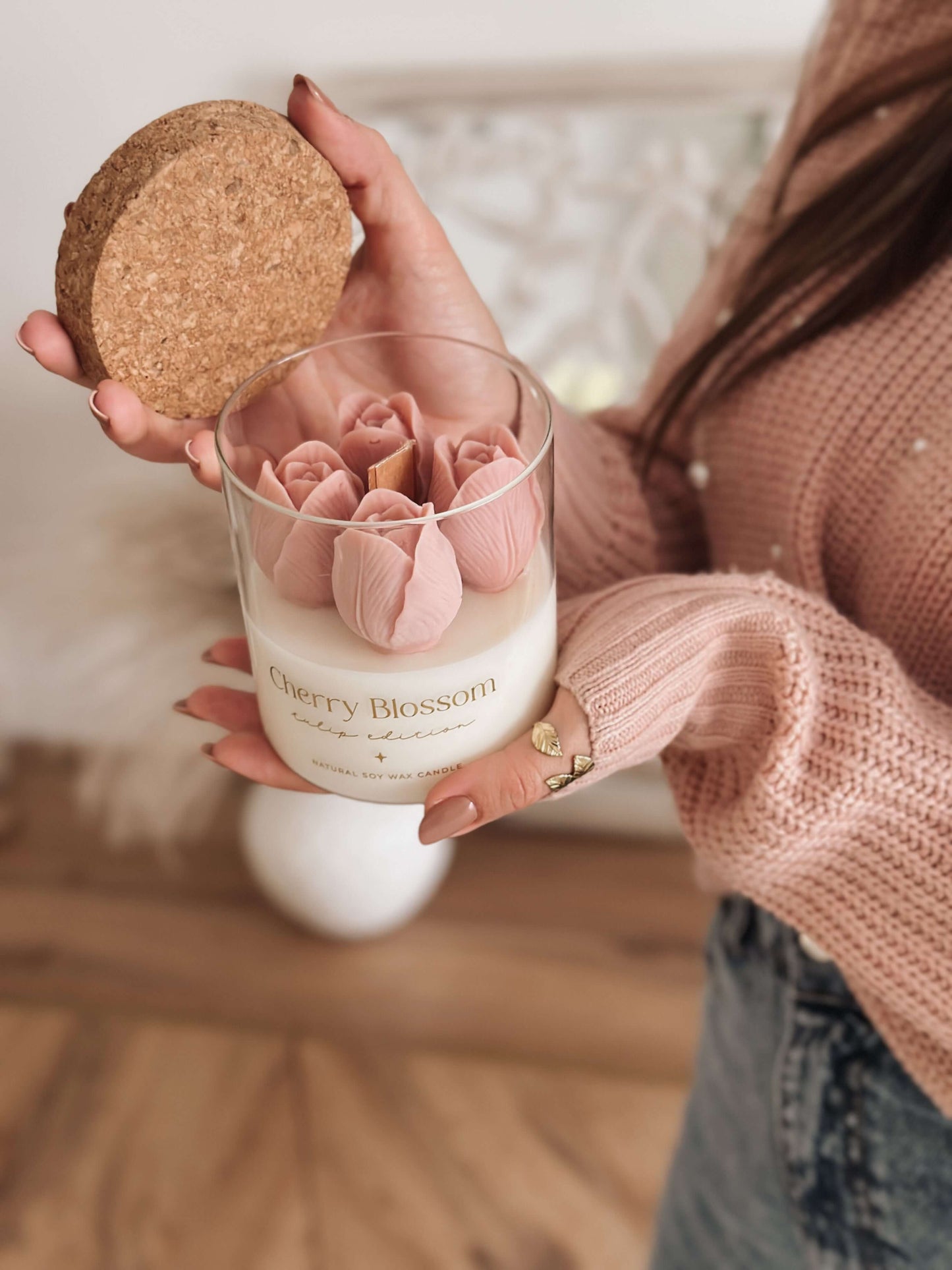 Vela Botânica | Tulipas Rosa | Cherry Blossom 400g