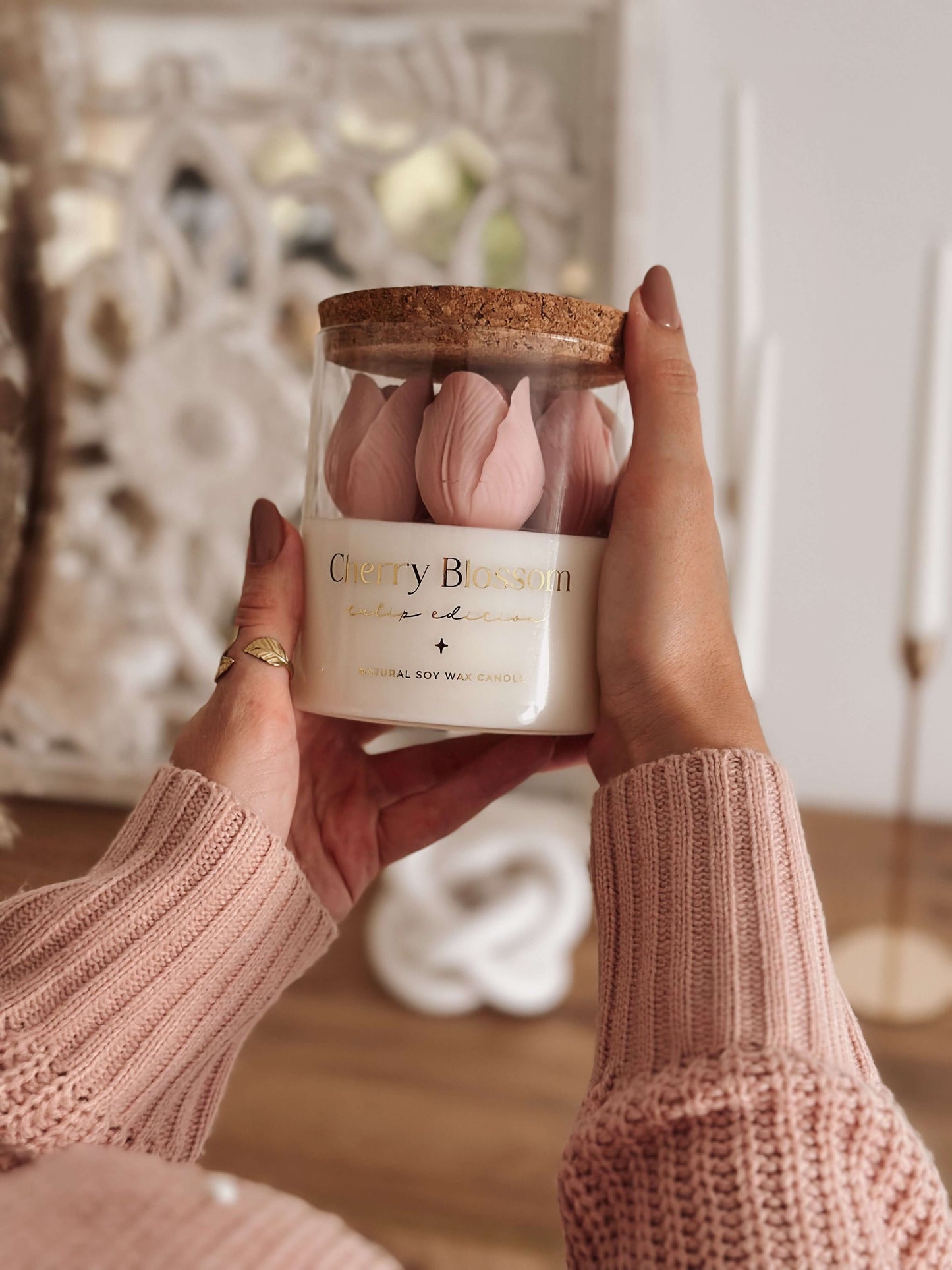 Vela Botânica | Tulipas Rosa | Cherry Blossom 400g