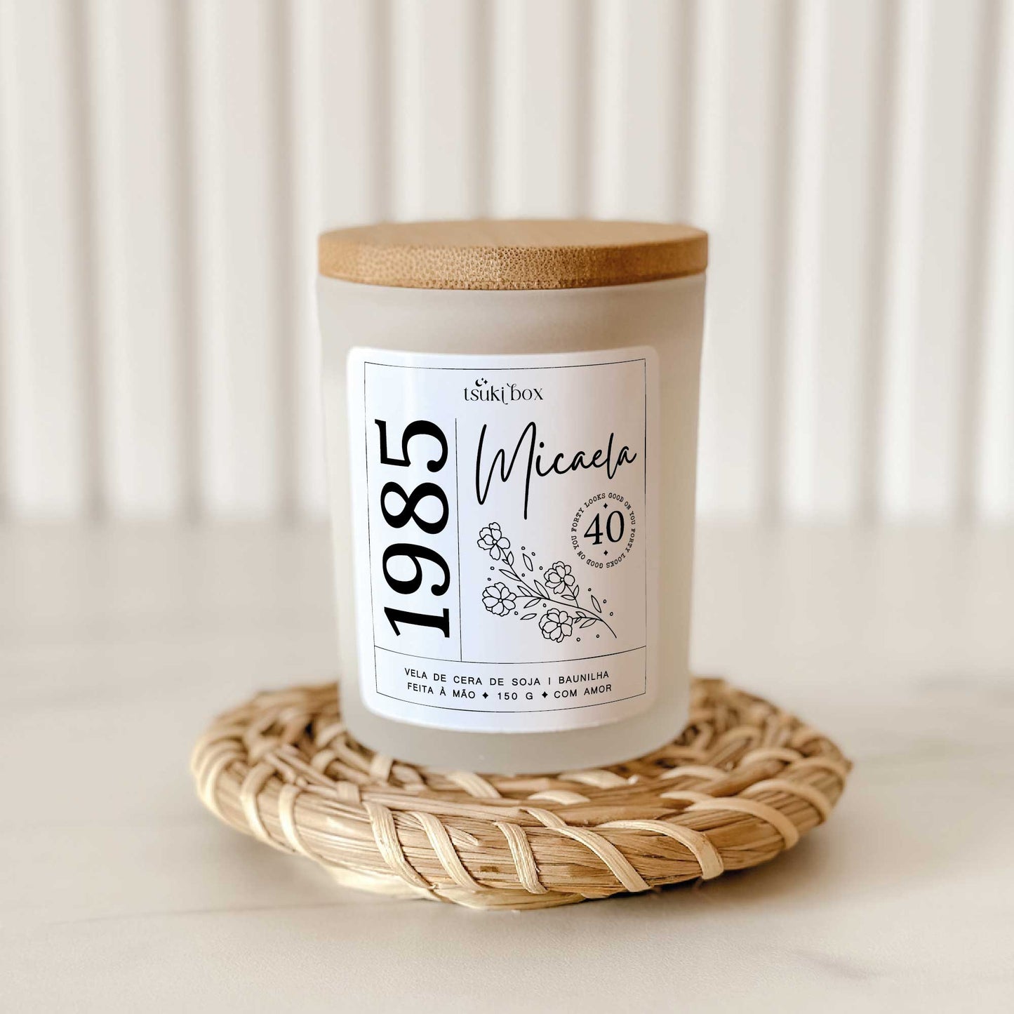 Vela De Soja Personalizada - Ano Nascimento + Nome