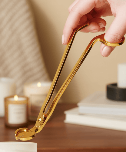 aparador de pavio metal dourado para velas artesanais