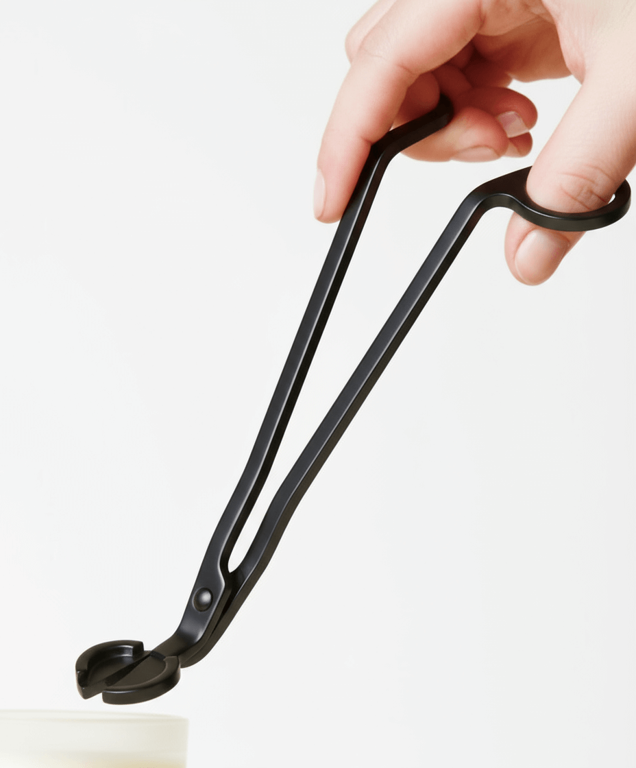 aparador de pavio em metal preto para cortar pavios de algodao ou pavio de madeira das velas