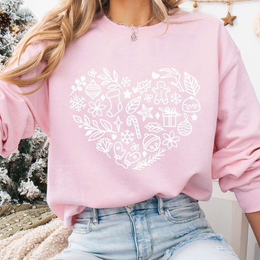 Sweatshirt Natalícia | Christmas Heart | Rosa Claro