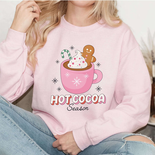 Sweatshirt Natalícia | Hot Cocoa Season | Rosa