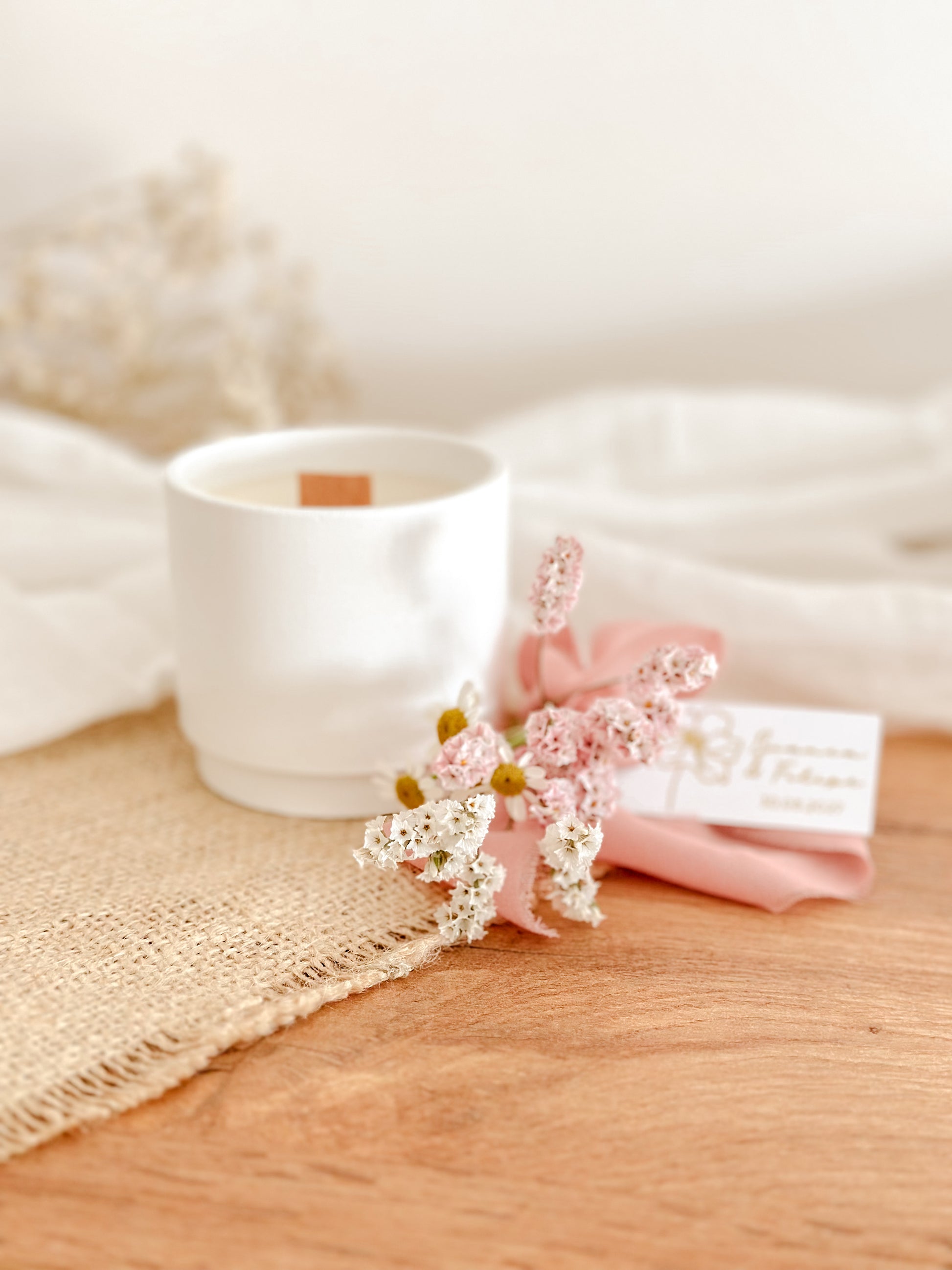 Vela Personalizada para Lembrança de Casamento, Batizado e Eventos | Copo de Cerâmica Branco